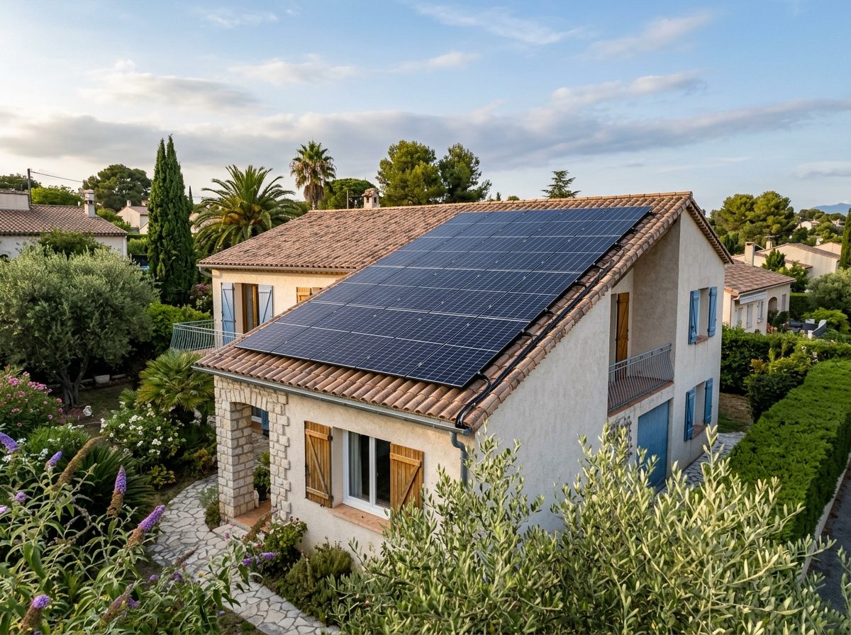 Panneaux photovoltaïques installés sur le toit d'une maison